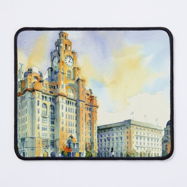 Item preview, The Three Graces Liverpool Pier Head Watercolor designed and sold by caracatita75.