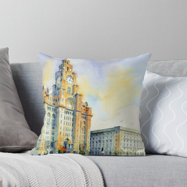 Item preview, The Three Graces Liverpool Pier Head Watercolor designed and sold by caracatita75.