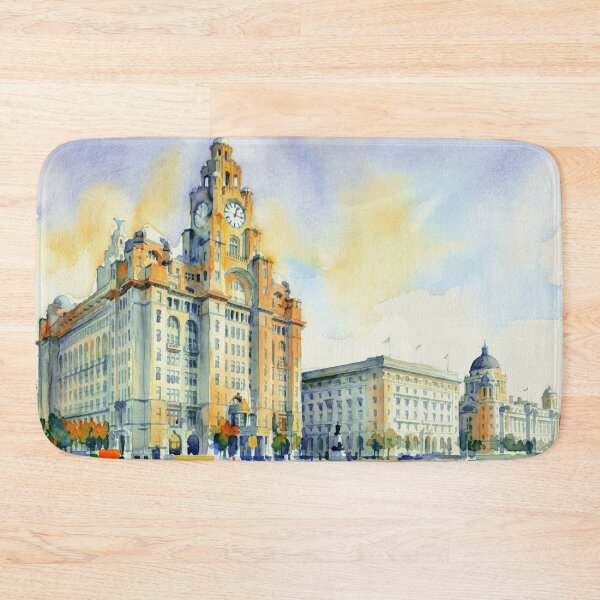 Item preview, The Three Graces Liverpool Pier Head Watercolor designed and sold by caracatita75.