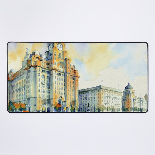 Item preview, The Three Graces Liverpool Pier Head Watercolor designed and sold by caracatita75.