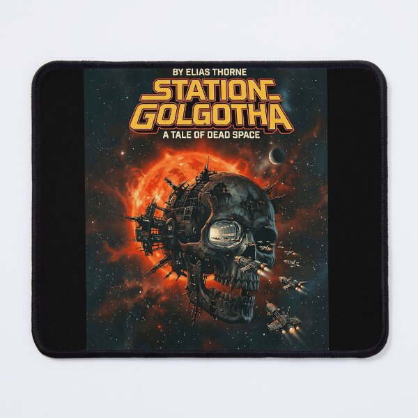Item preview, Station Golgotha Retro 80s Sci-Fi Space Horror Skull Space Station Vintage Book Cover designed and sold by OUTPOST-31.
