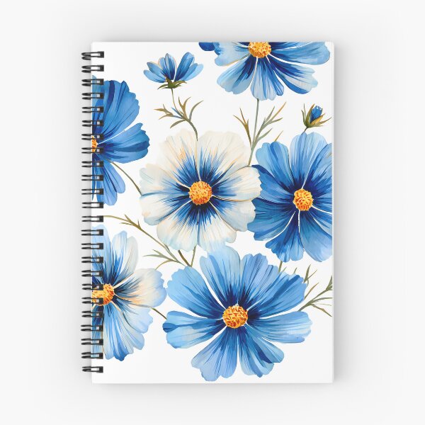 Item preview, Blue and White Cosmos Flower Bouquet - Elegant Floral Art Print designed and sold by DesignArtist.ia.