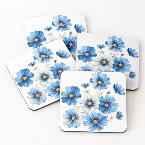 Item preview, Blue and White Cosmos Flower Bouquet - Elegant Floral Art Print designed and sold by DesignArtist.ia.
