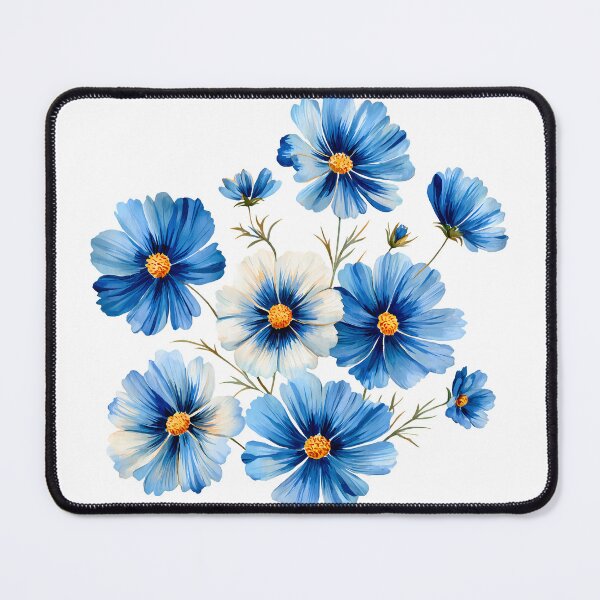 Item preview, Blue and White Cosmos Flower Bouquet - Elegant Floral Art Print designed and sold by DesignArtist.ia.