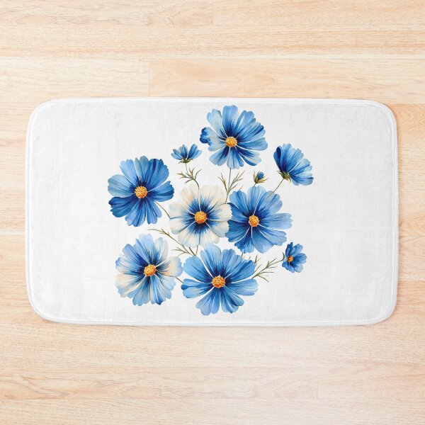 Item preview, Blue and White Cosmos Flower Bouquet - Elegant Floral Art Print designed and sold by DesignArtist.ia.