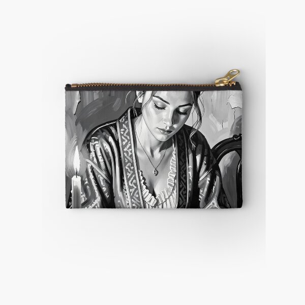 Item preview, Elegant Woman Writing by Candlelight in Monochrome Silence designed and sold by ArtaFutura.