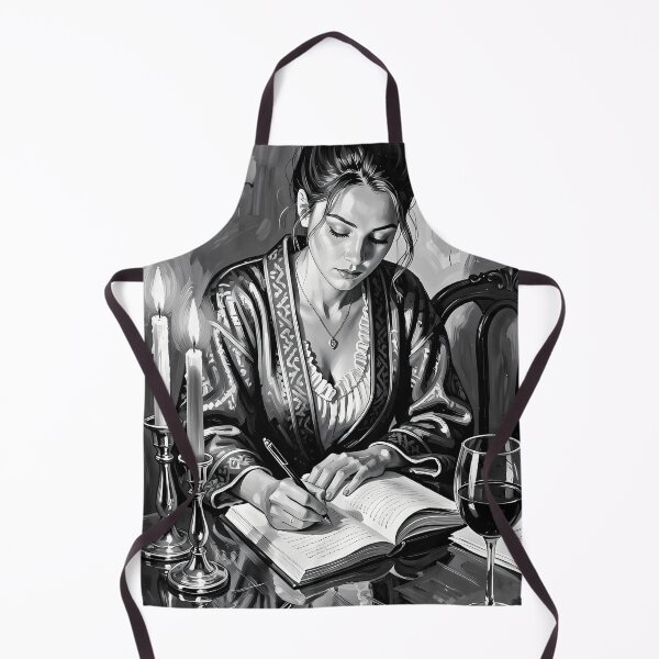 Item preview, Elegant Woman Writing by Candlelight in Monochrome Silence designed and sold by ArtaFutura.