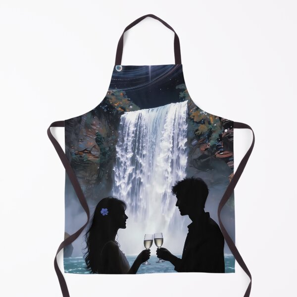 Item preview, Romantic Couple Toasting Beneath Celestial Waterfall at Midnight designed and sold by ArtaFutura.