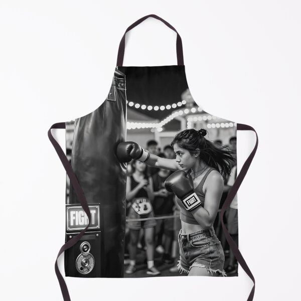 Item preview, Young Boxer Striking Punch Bag Beneath Carnival Lights designed and sold by ArtaFutura.