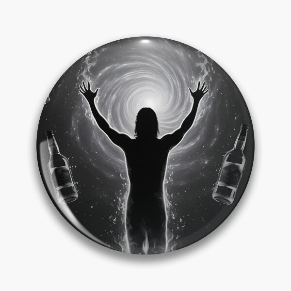 Item preview, Silhouetted Figure Summoning Cosmic Vortex Among Floating Bottles designed and sold by ArtaFutura.