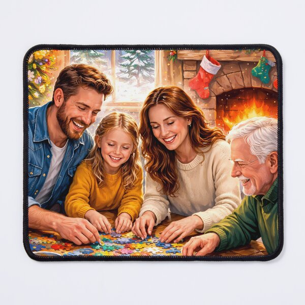 Item preview, Cozy Holiday Family Puzzle Night by Fireplace Glow designed and sold by ArtaFutura.