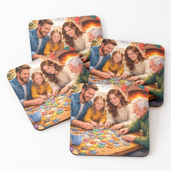 Item preview, Cozy Holiday Family Puzzle Night by Fireplace Glow designed and sold by ArtaFutura.