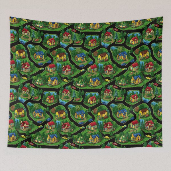 Item preview, Winding Roads Forest Town Map Pattern designed and sold by Piotrek0001.