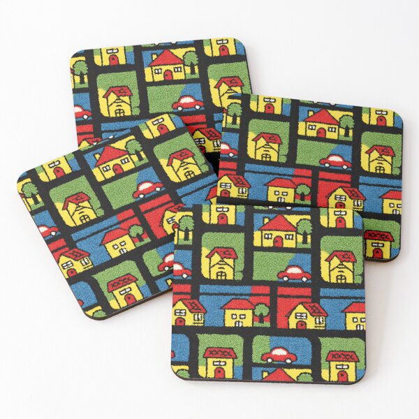 Item preview, Primary Colors Blocky Town Map Pattern designed and sold by Piotrek0001.