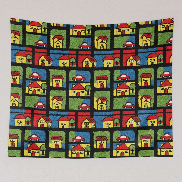 Item preview, Primary Colors Blocky Town Map Pattern designed and sold by Piotrek0001.