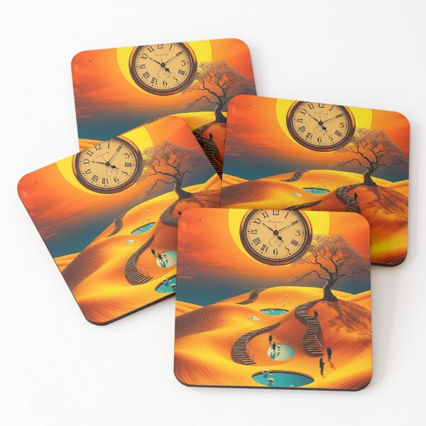 Item preview, Pocket Watch Floating Over Surreal Desert Pools Sunset designed and sold by ArtaFutura.