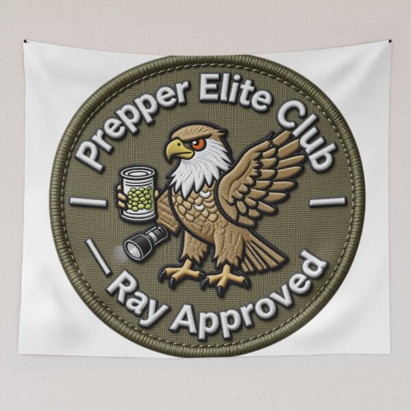 Item preview, Prepper Elite Club – Survivalist Membership Badge designed and sold by Black Infinite Worlds.
