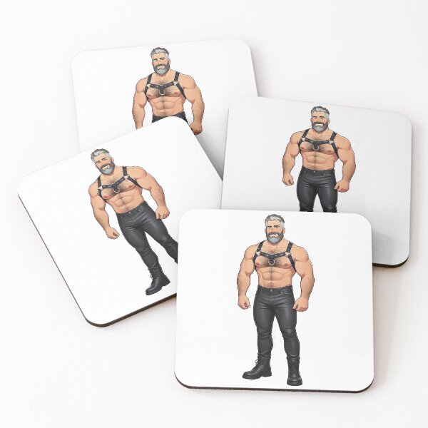 Item preview, Gay leather grey bearded man designed and sold by MadAnt.