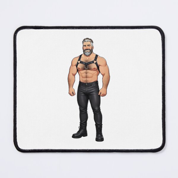 Item preview, Gay leather grey bearded man designed and sold by MadAnt.