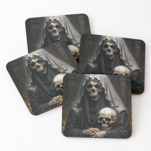 Item preview, Gothic Deceased Nun with Skull Portrait designed and sold by DarkHolyQueen.