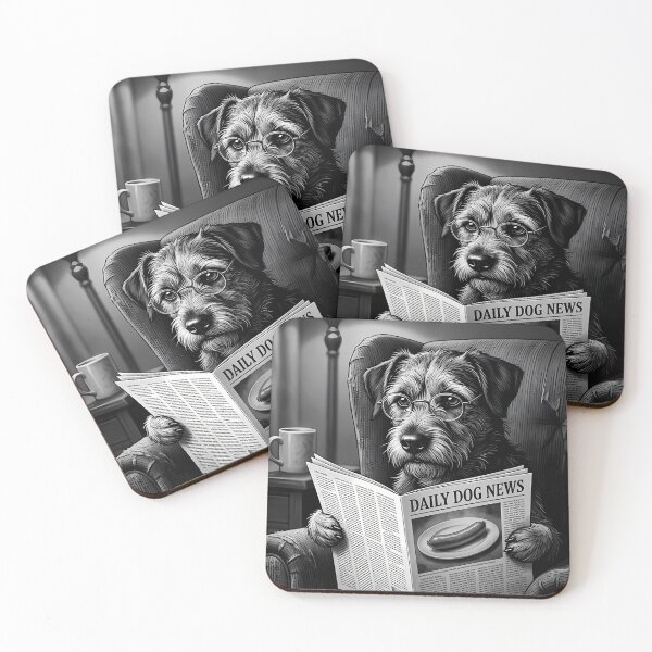 Item preview, Scholarly Terrier Reading Morning Paper in Cozy Armchair designed and sold by ArtaFutura.