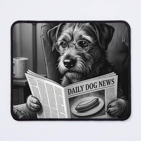 Item preview, Scholarly Terrier Reading Morning Paper in Cozy Armchair designed and sold by ArtaFutura.