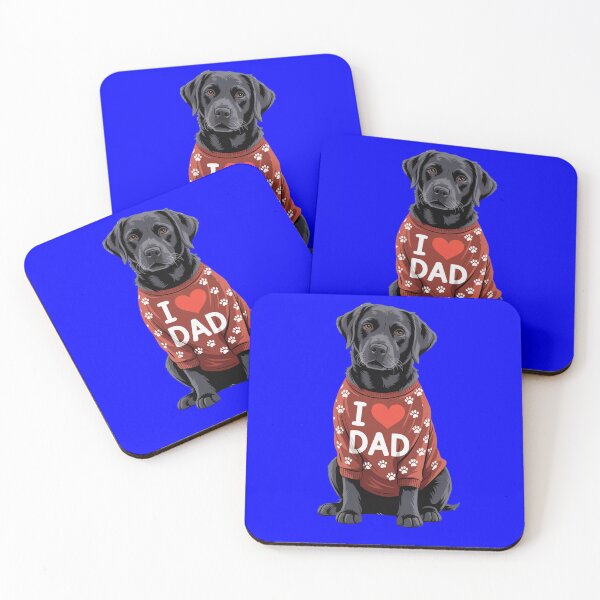Item preview, Black Labrador Wearing a red Shirt paw Prints I Love DAD T-Shirt designed and sold by fantasticdesign.