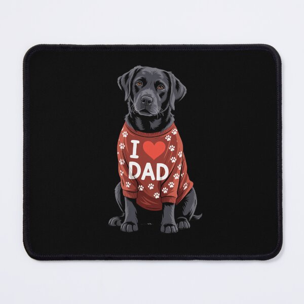 Item preview, Black Labrador Wearing a red Shirt paw Prints I Love DAD T-Shirt designed and sold by fantasticdesign.
