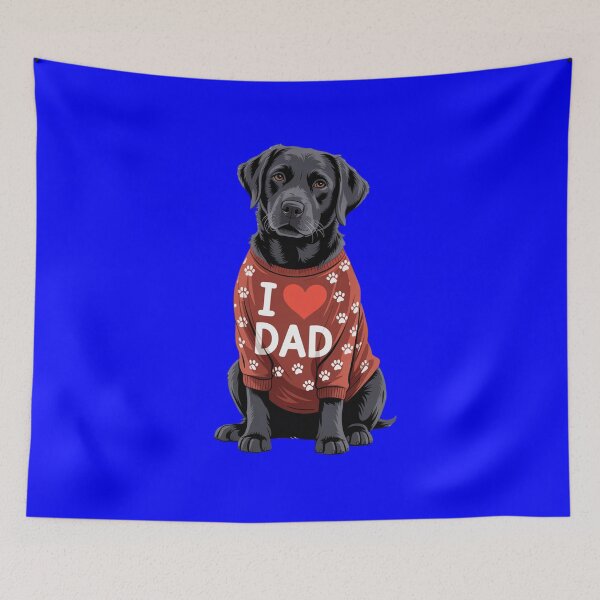 Item preview, Black Labrador Wearing a red Shirt paw Prints I Love DAD T-Shirt designed and sold by fantasticdesign.