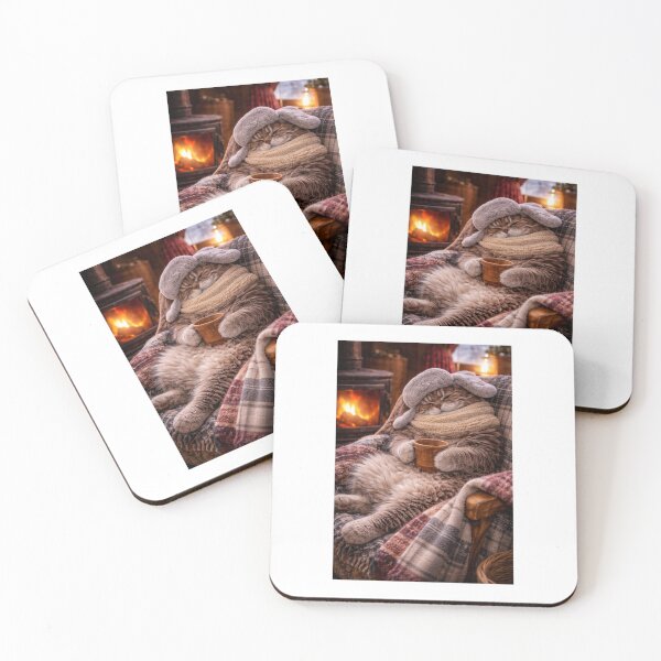 Item preview, Sleepy Siberian Cat by the Fire designed and sold by LovelyCatGalaxy.