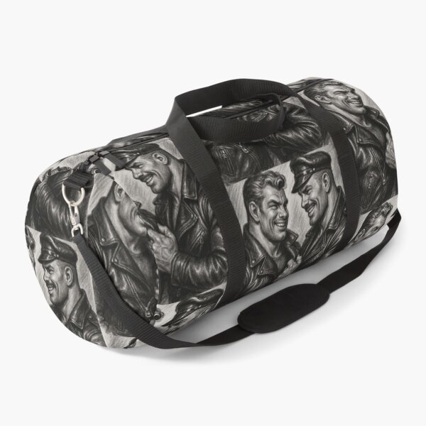 Item preview, Gay Leather Daddy Double Trouble Tom of Finland Tribute Charcoal Sketch Gay Pride Art Design designed and sold by ItsAKinkThing.