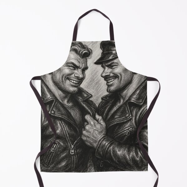 Item preview, Gay Leather Daddy Double Trouble Tom of Finland Tribute Charcoal Sketch Gay Pride Art Design designed and sold by ItsAKinkThing.