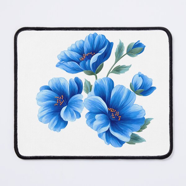 Item preview, Blue Flower Bouquet with Green Leaves - Elegant Floral Art Print designed and sold by DesignArtist.ia.