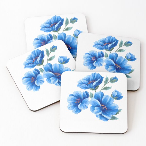 Item preview, Blue Flower Bouquet with Green Leaves - Elegant Floral Art Print designed and sold by DesignArtist.ia.