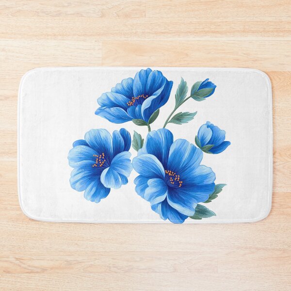 Item preview, Blue Flower Bouquet with Green Leaves - Elegant Floral Art Print designed and sold by DesignArtist.ia.