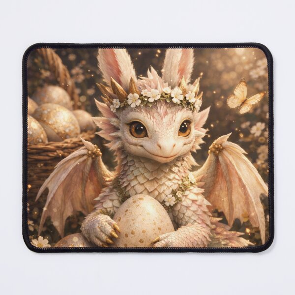 Item preview, Cute Baby Dragon with Eggs – Fantasy Creature, Magical Hatchling, Soft Light, Whimsical Dragon Art, Adorable Fantasy Illustration designed and sold by DrakariArt.