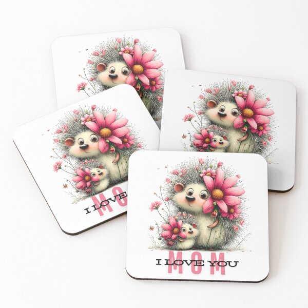 Item preview, Sweet Floral Hedgehog Family - Mother's Day Art Mom I love You designed and sold by lojadpop.