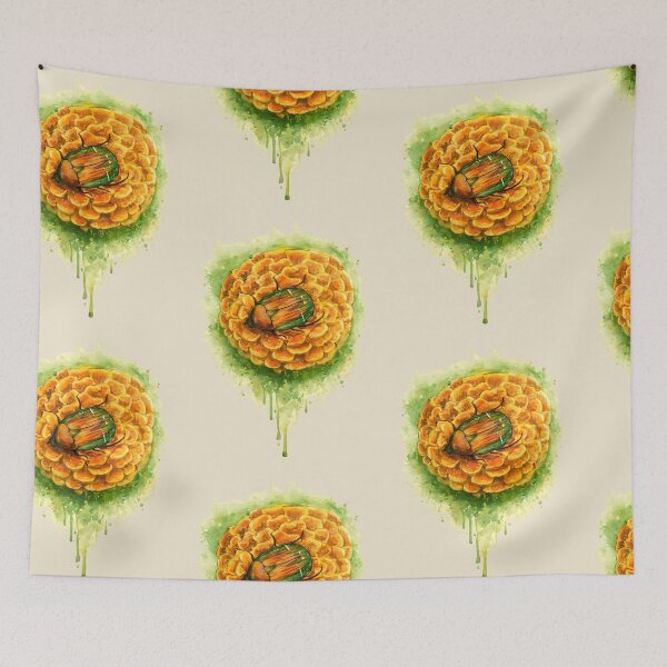 Item preview, Golden Beetle on Marigold – Watercolor Nature Illustration designed and sold by blankTeeShirt.
