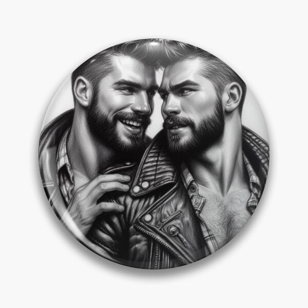 Item preview, Gay Leather Daddy Touch Charcoal Sketch Gay Pride Art Design designed and sold by ItsAKinkThing.