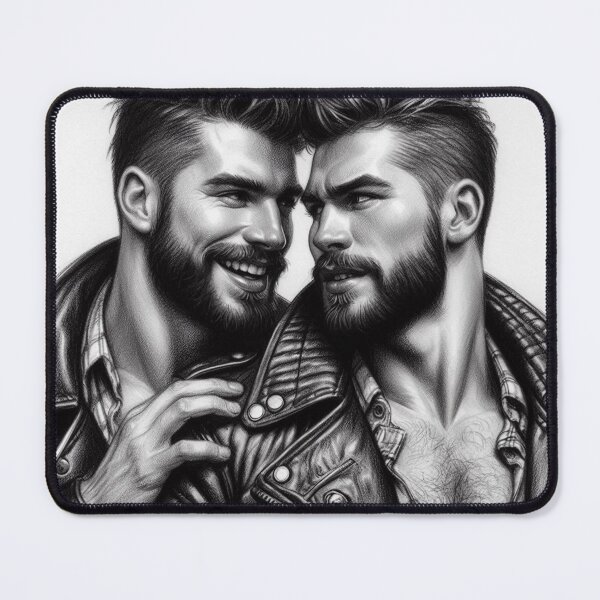 Item preview, Gay Leather Daddy Touch Charcoal Sketch Gay Pride Art Design designed and sold by ItsAKinkThing.