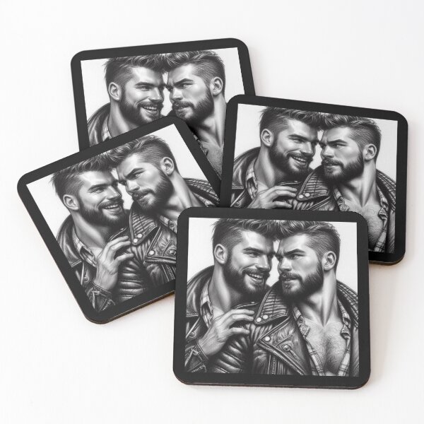 Item preview, Gay Leather Daddy Touch Charcoal Sketch Gay Pride Art Design designed and sold by ItsAKinkThing.