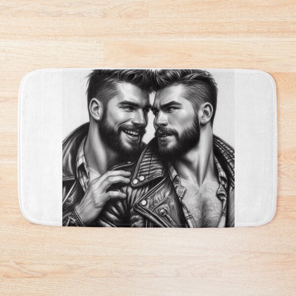 Item preview, Gay Leather Daddy Touch Charcoal Sketch Gay Pride Art Design designed and sold by ItsAKinkThing.