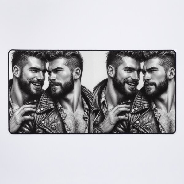 Item preview, Gay Leather Daddy Touch Charcoal Sketch Gay Pride Art Design designed and sold by ItsAKinkThing.