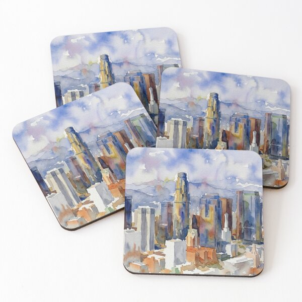 Item preview, Los Angeles Skyline Aerial Watercolor designed and sold by caracatita75.