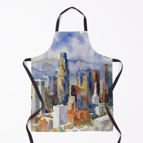 Item preview, Los Angeles Skyline Aerial Watercolor designed and sold by caracatita75.