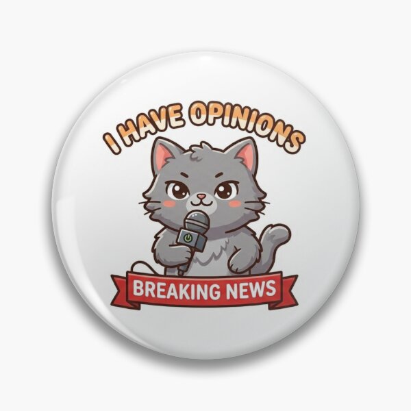 Item preview, I Have Opinions Cat Breaking News Meme Sticker designed and sold by nishaaa2111.