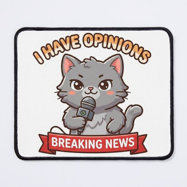 Item preview, I Have Opinions Cat Breaking News Meme Sticker designed and sold by nishaaa2111.