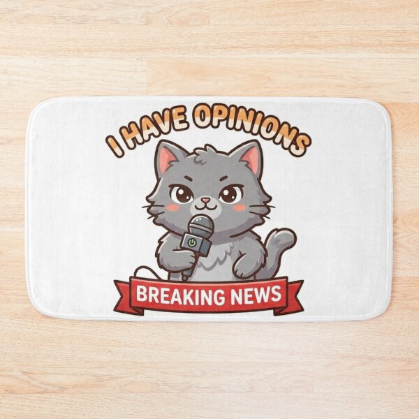 Item preview, I Have Opinions Cat Breaking News Meme Sticker designed and sold by nishaaa2111.