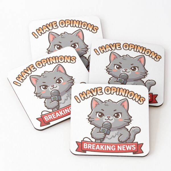 Item preview, I Have Opinions Cat Breaking News Meme Sticker designed and sold by nishaaa2111.