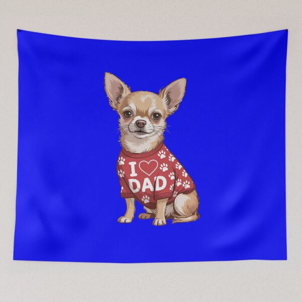 Item preview, Chihuahua Wearing a red Shirt with paw Prints I Love DAD designed and sold by fantasticdesign.